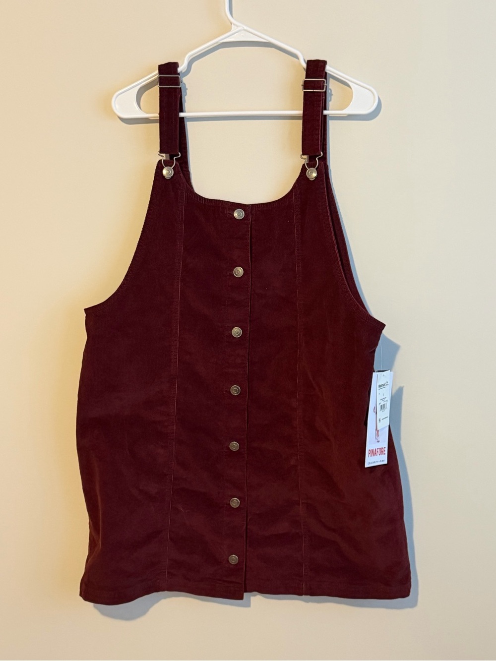 Celebrity Pink Burgundy Corduroy Pinafore Dress NWT Size Large
